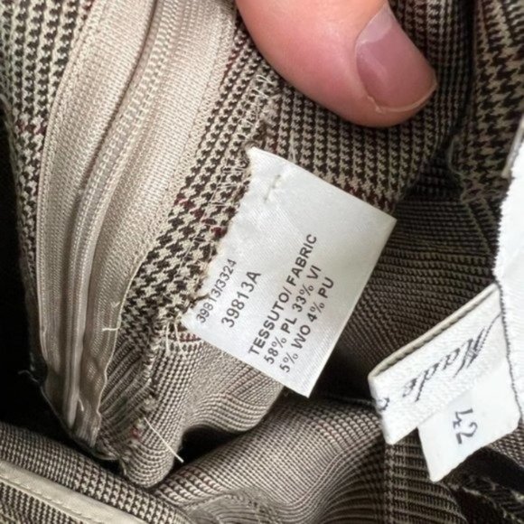 Gai Mattiolo Brown Plaid High Waited Wide Leg Trouser Pants Size IT 42 US 6 - Picture 7 of 8